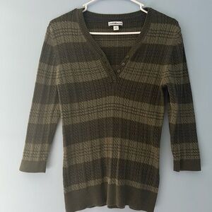 Croft & Barrow Green V-Neck Sweater Ribbed Knit